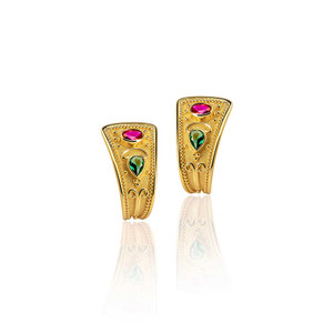 Ruby Emerald Byzantine Gold Earrings Ruby Emerald Byzantine Gold Earrings