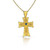 Natural Blue Round Sapphire Byzantine Gold Cross