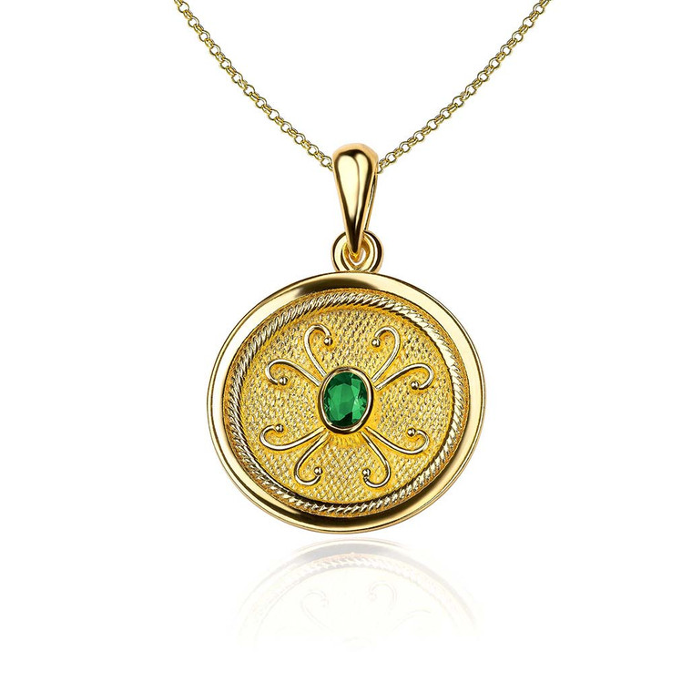 Round Emerald Byzantine Pendant