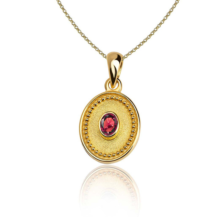 Ruby Byzantine Gold Pendant