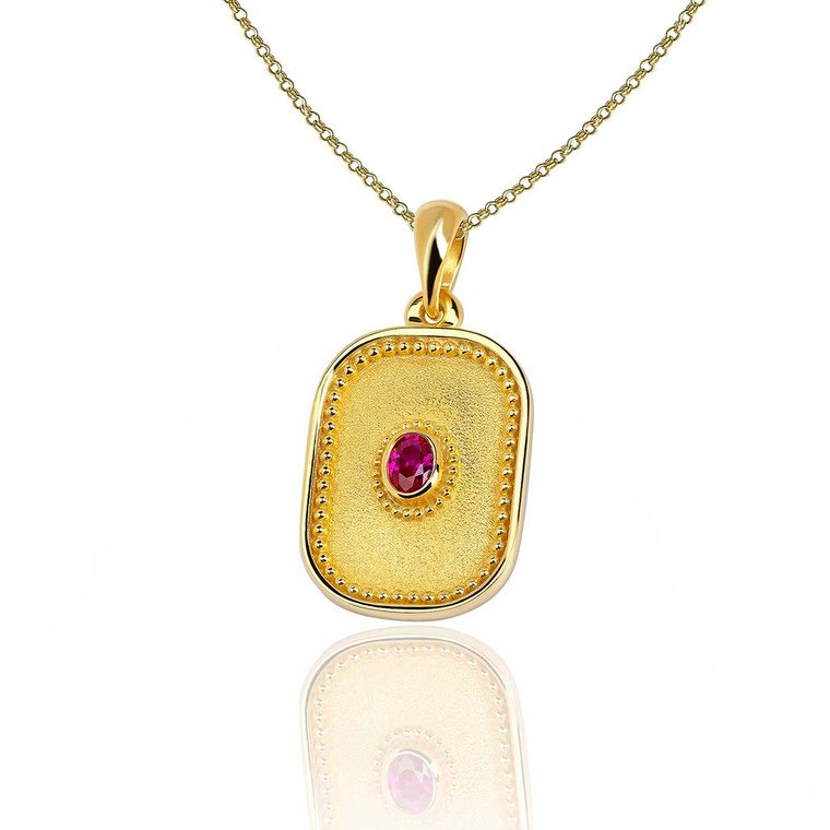 Ruby Byzantine Yellow Gold Pendant