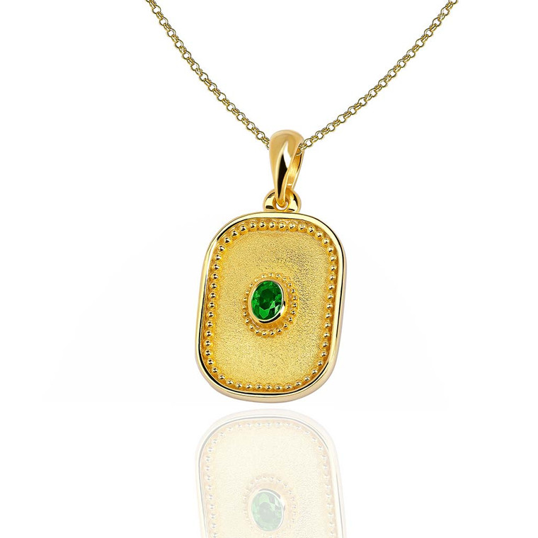 Emerald Byzantine Yellow Gold Pendant
