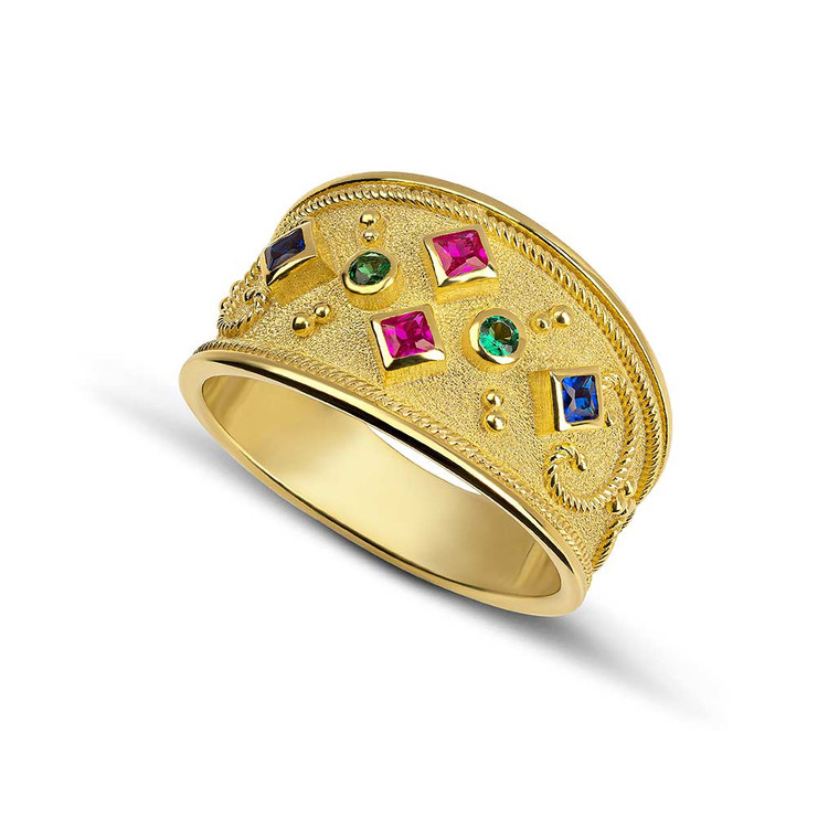 Multi Stone Byzantine Gold Ring