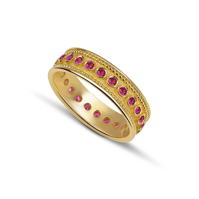 Ruby Eternity Band Byzantine Gold Ring