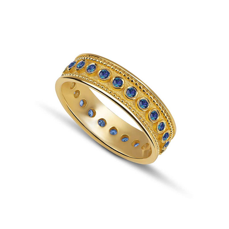 Sapphires Eternity Band Byzantine Gold Ring