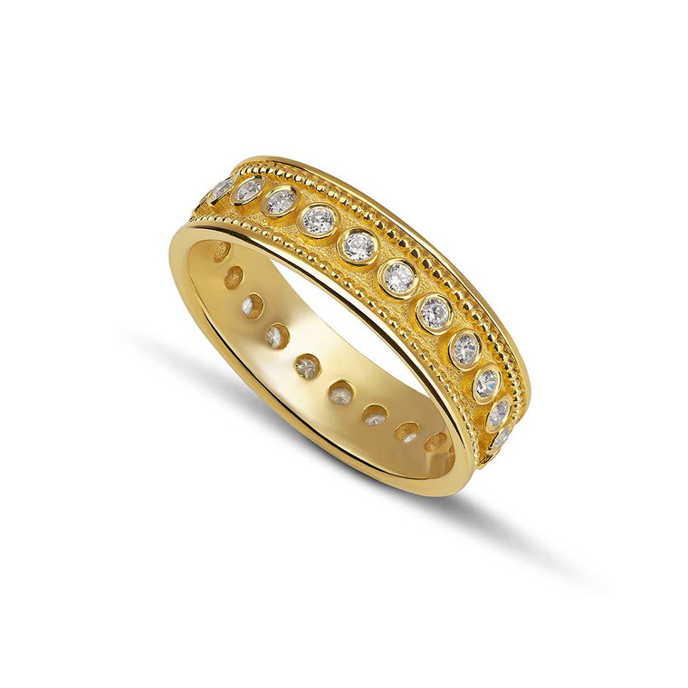 Diamond Eternity Band Byzantine Gold Ring