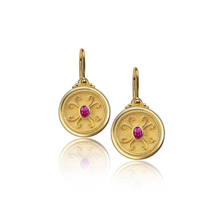 Byzantine Rubies Gold Earrings