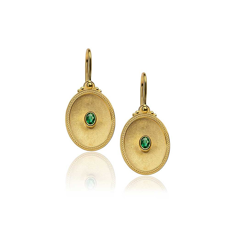 Byzantine Emerald Gold Earrings