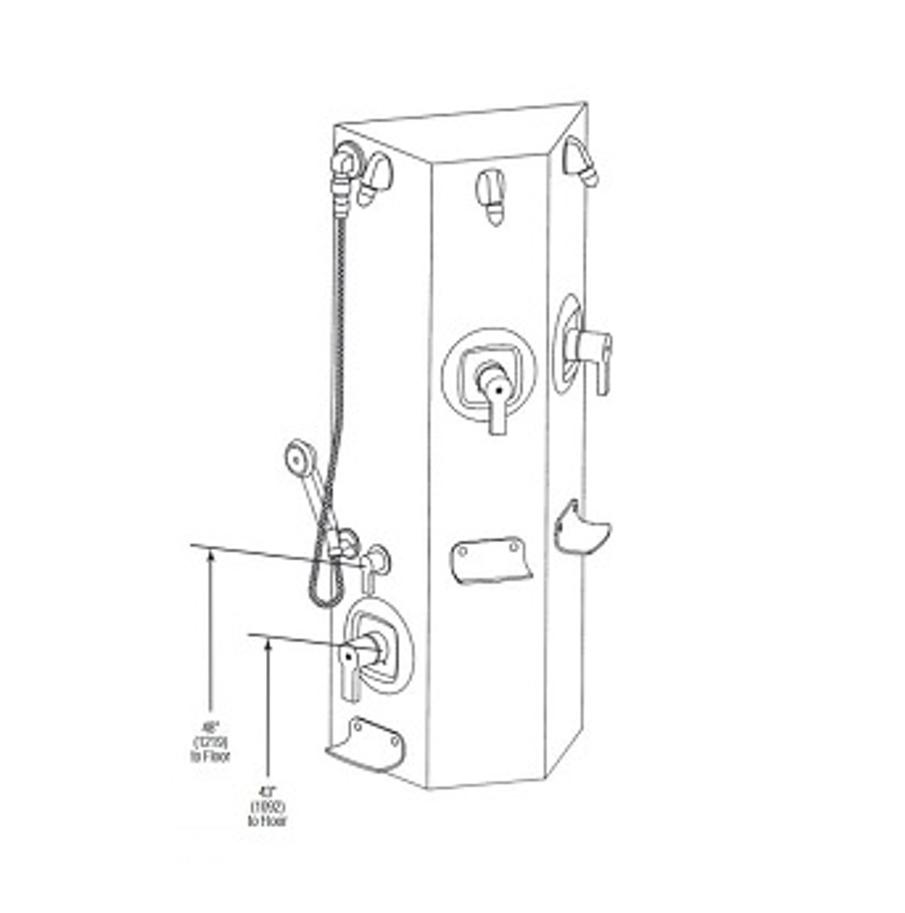 Bradley WS3WHN Econo Wall Shower 3 Station Barrier Free ADA