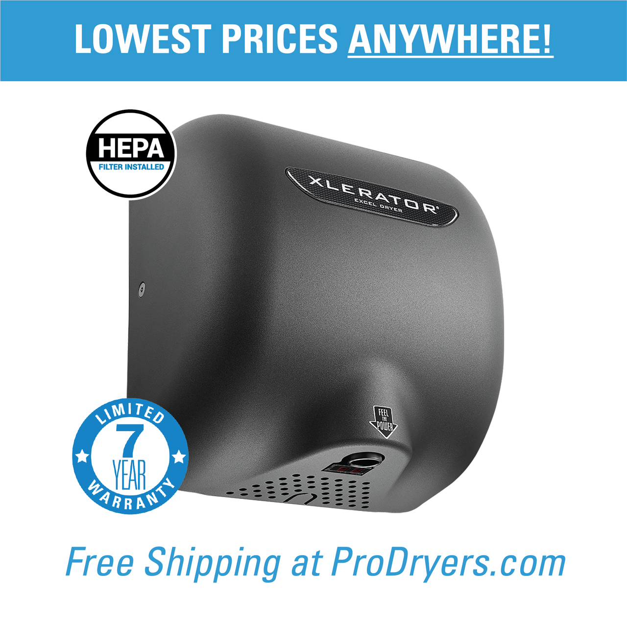 Excel Dryer XLGRH XLERATOR Hand Dryer with HEPA Filter