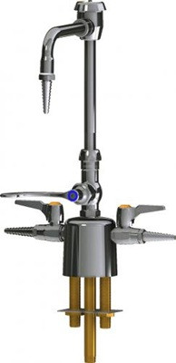 Chicago Faucets LCF1-AA-B2B1 Combination Triple Service Fixture, Ball Valve, Full Flow Laboratory Serrated Nozzle, Lever Handle with AIR Index Button, Ceramic 1/4-Turn Operating Cartridge