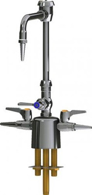 Chicago Faucets LCF1-AA-A3B1 Combination Triple Service Fixture, Full Flow Laboratory Serrated Nozzle, Lever Handle with AIR Index Button