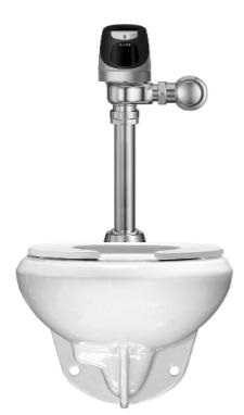 Sloan WETS-2050.1201 Wall Hung Toilet Fixture with Solar Powered, Sensor Activated SOLIS 8111-1.28 Closet Flushometer (Model is discontinued, alternative model is WETS-2450.1201 (24501201))