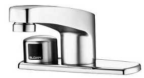Sloan ETF-660-8-B-BDT Optima On-Q 8" Centerset Faucet, Sensor Activated, Electronic, ADA Compliant, Chrome Plated Brass, with Box Mount Transformer and Below Deck Thermostatic Mixing Valve