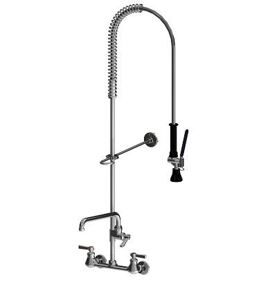 Chicago Faucets 510-G613L15XKCAB Pre-Rinse Fitting with 613-A Adapta-Faucet, 14" L Type Swing Spout, 1.0 GPM at 60 PSI Spray Valve, 2-3/8" Lever Handle