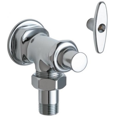 Chicago Faucets 698-ABCP Angle Stop Fitting with Loose Key, 1/2" NPT Female Thread Inlet, 1/2" NPT Male Thread Outlet, 2-1/4" Metal Tee Handle
