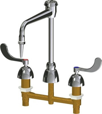 Chicago Faucets LWM2-A13-E Concealed Sink Faucet, 6" Gooseneck Spout with Atmospheric Vacuum Breaker, Full Flow Laboratory Serrated Nozzle, 4" Wristblade Handle