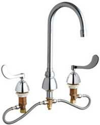 Chicago Faucets 786-HGN2AE3XKAB Concealed Hot and Cold Water Sink Faucet, Fully Adjustable, 6" - 26", 5-1/4" Gooseneck Spout, 2.2 GPM Softflo Aerator, 4" Wristblade Handle, Ceramic 1/4-Turn Operating Cartridge
