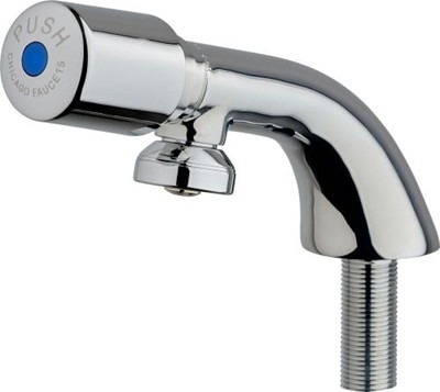 Chicago Faucets 807-765PSHABCP Single Inlet Metering Sink Faucet, 4-1/8" Integral Spout, 1.5 GPM Multi-Stream Spray, MVP Metering Push Handle
