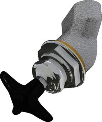 Chicago Faucets LRV-S1-A1A Left Hand 45 Degree Angle Control Valve, 2-1/2" Nylon Cross Handle, Button Indexed STM