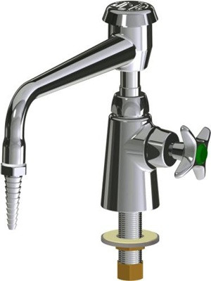Chicago Faucets LWS1-A11-K Single Inlet Cold Water Faucet with Vacuum Breaker, 8" L Type Swing Spout, Full Flow Laboratory Serrated Nozzle, 2-1/2" Cross Handle