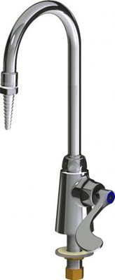 Chicago Faucets LWS1-B15-A Single Inlet Cold Water Faucet, 5-1/4" Gooseneck Spout, Full Flow Laboratory Serrated Nozzle, 4" Wristblade Handle