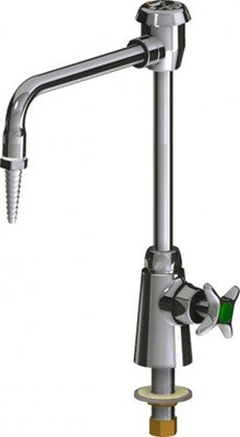 Chicago Faucets LWS1-A11-F Single Inlet Cold Water Faucet, 8" Gooseneck Spout with Atmospheric Vacuum Breaker, Full Flow Laboratory Serrated Nozzle, 2-1/2" Cross Handle
