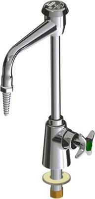 Chicago Faucets LWS11-A11-G Vandal Proof Single Inlet Cold Water Faucet, 6" Rigid Gooseneck Spout with Atmospheric Vacuum Breaker, Full Flow Laboratory Serrated Nozzle, 2-1/2" Cross Handle