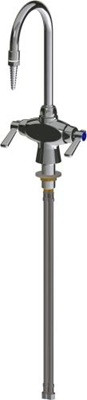 Chicago Faucets LWM1-A14-A Hot and Cold Water Mixing Faucet, 5-1/4" Gooseneck Spout, Full Flow Laboratory Serrated Nozzle, 2-3/8" Lever Handle