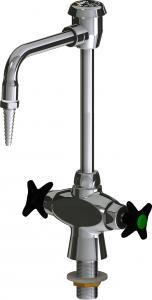 Chicago Faucets LWM1-A12-E Hot and Cold Water Mixing Faucet, 6" Gooseneck Spout with Atmospheric Vacuum Breaker, Full Flow Laboratory Serrated Nozzle, 2-1/2" Cross Handle