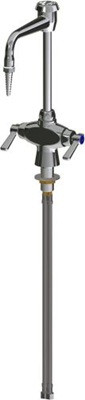Chicago Faucets LWM1-A14-E Hot and Cold Water Mixing Faucet with Vacuum Breaker, 6" Gooseneck Spout, Full Flow Laboratory Serrated Nozzle, 2-3/8" Lever Handle