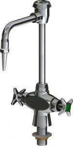 Chicago Faucets LWM1-A11-E Hot and Cold Water Mixing Faucet with Vacuum Breaker, 6" Gooseneck Spout, Full Flow Laboratory Serrated Nozzle, 2-1/2" Cross Handle