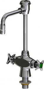 Chicago Faucets LWM1-A21-E Hot and Cold Water Mixing Faucet with Vacuum Breaker, 6" Gooseneck Spout, 2.2 GPM Softflo Aerator with Adapter, 2-1/2" Cross Handle