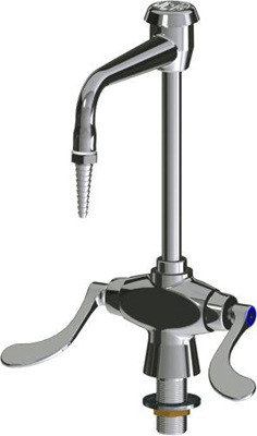 Chicago Faucets LWM11-B13-G Vandal Proof Hot and Cold Water Mixing Faucet with Vacuum Breaker, 6" Rigid Gooseneck Spout, Full Flow Laboratory Serrated Nozzle, 4" Wristblade Handle
