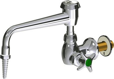 Chicago Faucets LWS5-A11-K Single Inlet Cold Water Faucet, 8" L Type Swing Spout with Atmospheric Vacuum Breaker, Full Flow Laboratory Serrated Nozzle, Shank Assembly, 2-1/2" Cross Handle