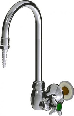 Chicago Faucets LWS5-A11-A Single Inlet Cold Water Faucet, 5-1/4" Gooseneck Spout, Full Flow Laboratory Serrated Nozzle, Shank Assembly, 2-1/2" Cross Handle