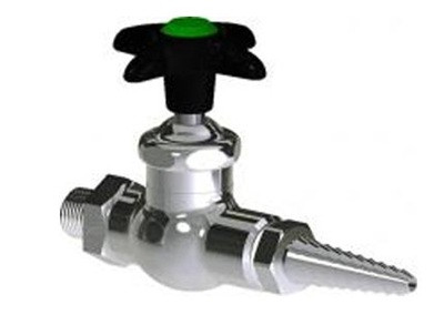 Chicago Faucets LWV1-A13 Single Cold Water Straight Valve, Full Flow Laboratory Serrated Nozzle, 2-1/2" Black Nylon Cross Handle and Button Indexed "CW"