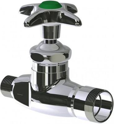 Chicago Faucets 937-225-5CP Single Cold Water Straight Valve, 2-1/2" Metal Cross Handle and Button Indexed "CW"