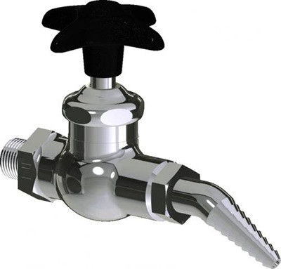Chicago Faucets LSV1-A21 Single Steam Valve, Full Flow Laboratory 30-Degree Angled Serrated Nozzle, 2-1/2" Black Nylon Cross Handle and Button Indexed "STM"