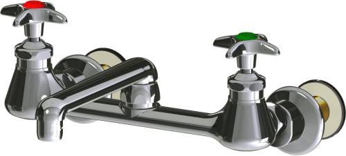 Chicago Faucets LWM5-A41-J Hot and Cold Water Inlet Faucet, 6" S Type Swing Spout, 2.2 GPM Softflo Aerator, Shank Assembly, 2-1/2" Cross Handle