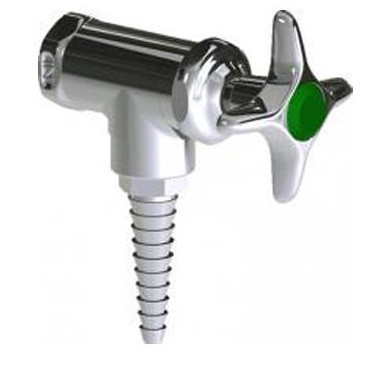 Chicago Faucets LWV2-A11 Single Cold Water Angle Valve, Full Flow Laboratory Serrated Nozzle, 2-1/2" Metal Cross Handle and Button Indexed "CW"