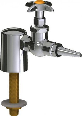 Chicago Faucets LGN1-A11A-10 Turret with Single Needle Valve, Full Flow Laboratory Serrated Nozzle, 2-1/2" Cross Handle with AIR Index Button