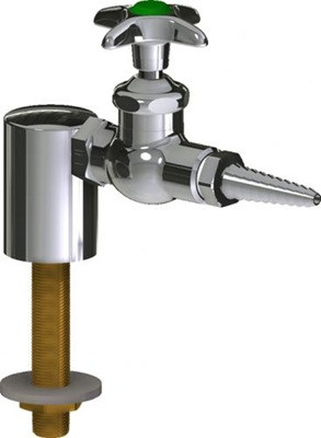 Chicago Faucets LWV1-A11-10 Turret with Single Inlet Cold Water Valve, Full Flow Laboratory Serrated Nozzle, 2-1/2" Metal Cross Handle and Button Indexed "CW"