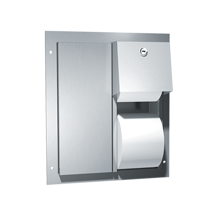 ASI 0032 Toilet Tissue Dispenser, Twin Hide-A-Roll, Partition Mounted