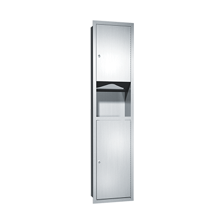 ASI 0467 Traditional Paper Towel Dispenser and Waste Receptacle, Recessed, 7 Gallon