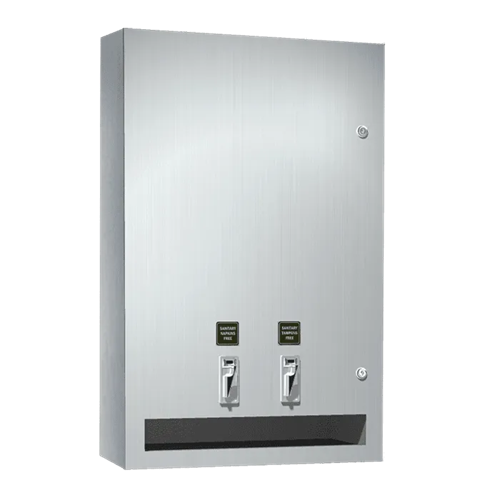 ASI 04684-9-50 Dual (15) Napkin / (23) Tampon Vendor, Surface Mounted, 50 cent
