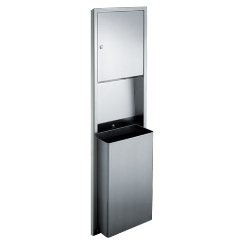 ASI 0469-2 Traditional Paper Towel Dispenser and& Waste Receptacle, Semi-Recessed, 12 Gallon