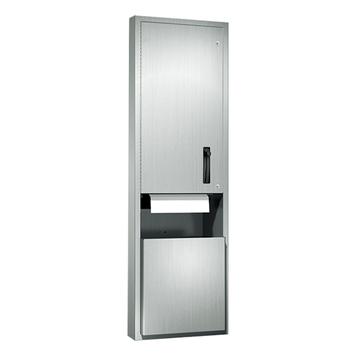 ASI 046921-6 Traditional Roll Paper Towel Dispenser and Waste Receptacle, Semi-Recessed, 13.3 Gallon
