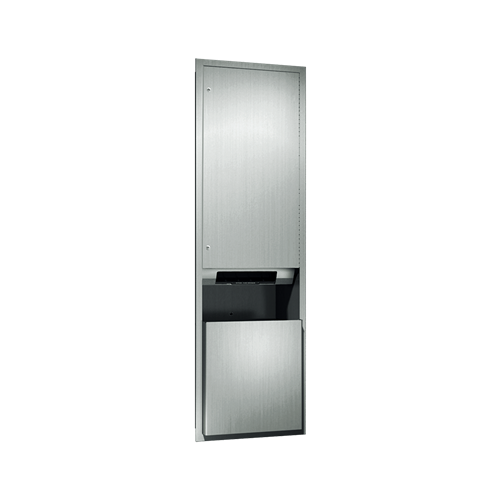 ASI 046921A Traditional Automatic Roll Paper Towel Dispenser and Waste Receptacle, Battery Operated, Recessed, 12 Gallon