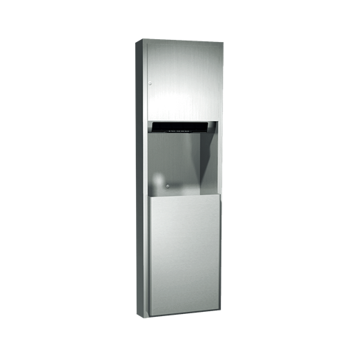 ASI 04692AC-6 Traditional Automatic Roll Paper Towel Dispenser and Waste Receptacle, 110-240V / AC, Semi-Recessed, 17 Gallon
